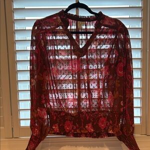 Anthropologie Pink and brownFloral Blouse
